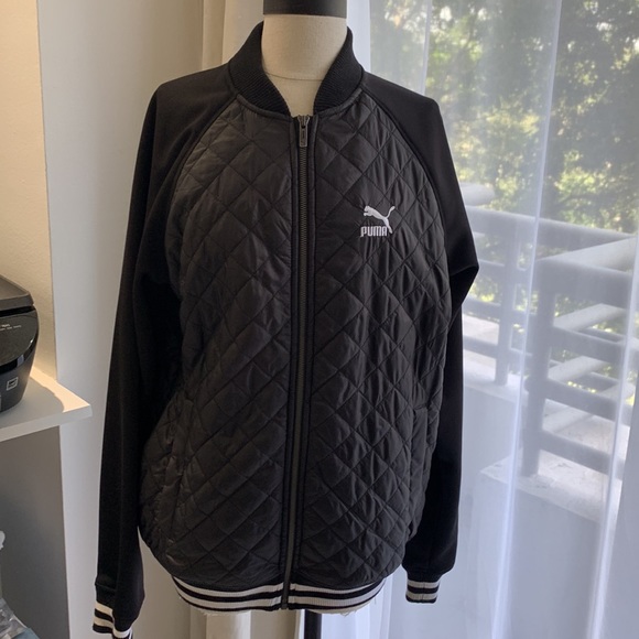 Puma Black Quilted Lifestyle Jacket size M - Picture 3 of 14